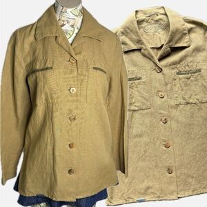 Giesswein Tan Linen Cotton Utility Jacket Made In Austria Medium